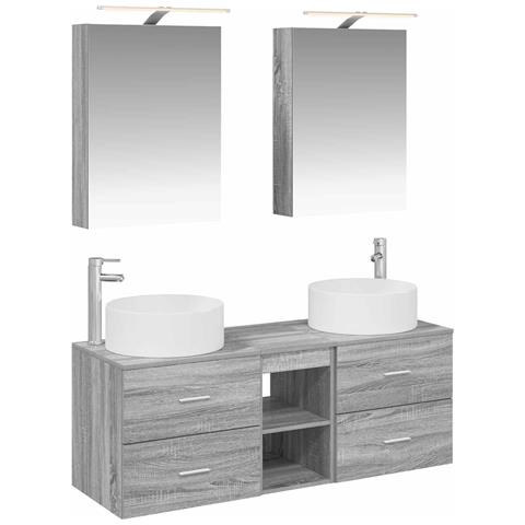 Set di mobili per il bagno 5 pcs Sonoma grigio - Foto 1