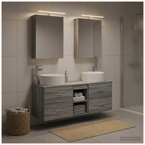Set di mobili per il bagno 5 pcs Sonoma grigio - Foto 2