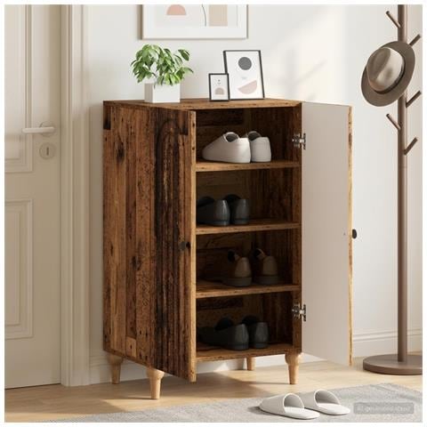 Mobile per scarpe ALKMAAR 59,5 x 39,5 x 90 cm Legno antico - Foto 2
