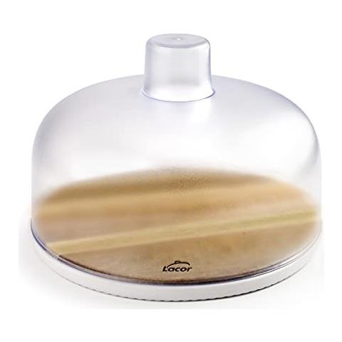 62404 - Piatto rotondo per formaggi con coperchio in plastica, base in legno di acacia naturale, - Foto 1