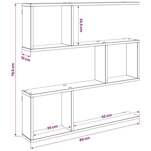 Scaffale da parete Rovere Fumo 80 x 12 x 79,5 cm - Foto 9