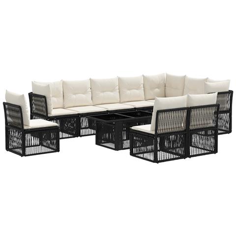 Set Divano da Giardino 11 pz Nero polyrattan - Foto 1