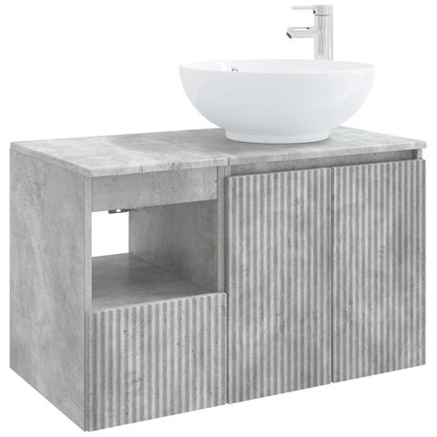 Set di mobili per il bagno 2 pz Grigio Cemento - Foto 1