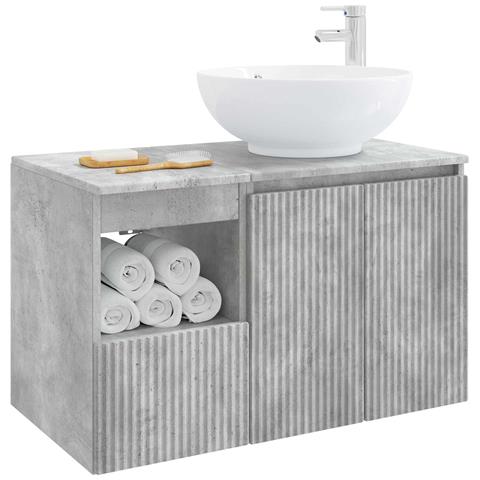 Set di mobili per il bagno 2 pz Grigio Cemento - Foto 2