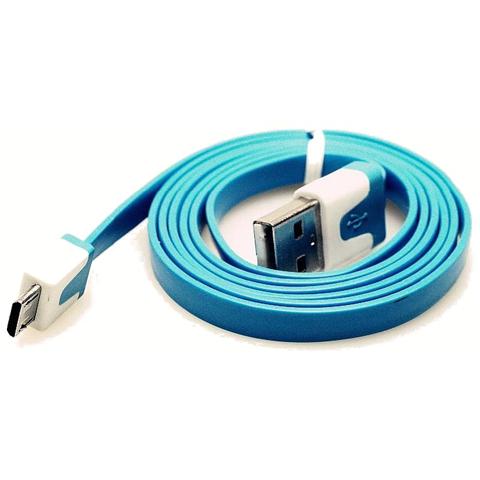 ICOC MUSB-A-FLBL - Cavo Flat USB AM a Micro USB M Azzurro 1 m - Foto 5