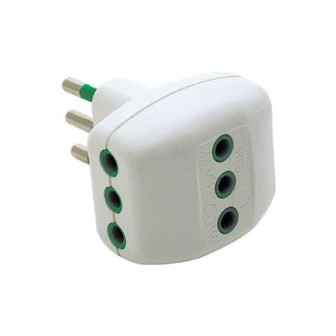 Adattatore triplo spina 2P+T 10A S11 - Spa Bianco - Foto 1