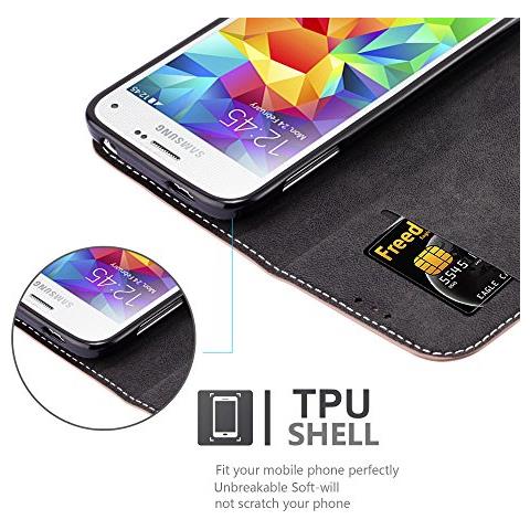 Custodia Compatibile Con Samsung Galaxy S5 Mini / S5 Mini Duos In Oro Rosato Nero - Coperchio Protettiva Con Chiusura Magnetica, Funzione Stand E Tasca Per Le Carte - Foto 2