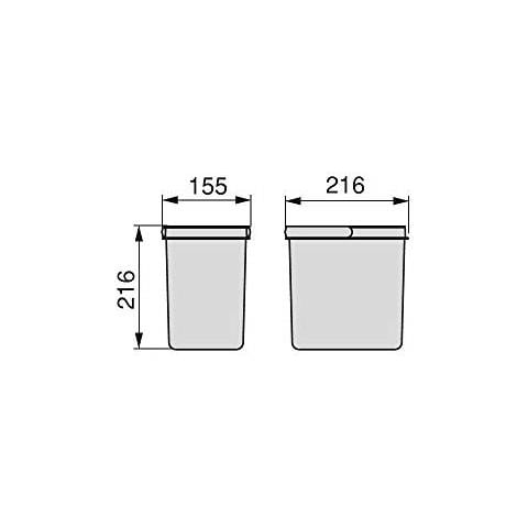 Pattumiera Per Raccolta Differenziata Per Base Intagliata, Set Di 2 Bidoni Altezza 216 Mm Con Capacità 6 Litri, Grigio, H (2 X 7 L) - Foto 2