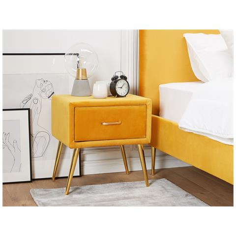 Comodino Rivestito In Velluto Giallo Flayat - Foto 12