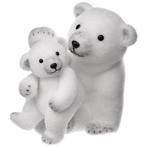 Decorazione Da Tavola - Mamma E Cucciolo Di Orso Polare - 28 Cm - Foto 1