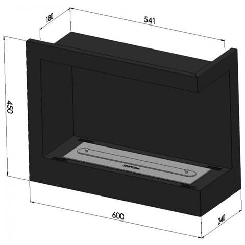 Corn 600 - Biocamino Angolare, Camino A Bioetanolo Da Incasso. Apertura Destra - Con Vetro - Foto 2