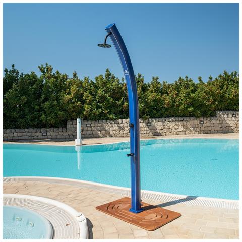 Dafne Doccia A Energia Solare In Alluminio Curva Con Miscelatore E Lavapiedi Blu - Foto 2