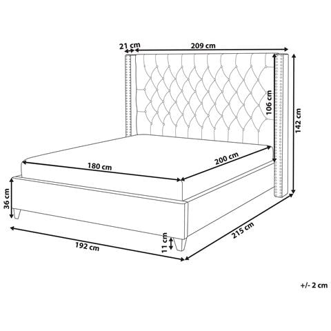 Letto Matrimoniale Velluto Nero E Argento 180 X 200 Cm Lubbon - Foto 2