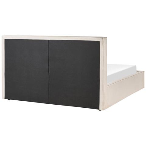 Letto Matrimoniale Tessuto Beige Con Contenitore 180 X 200 Cm Moissac - Foto 7