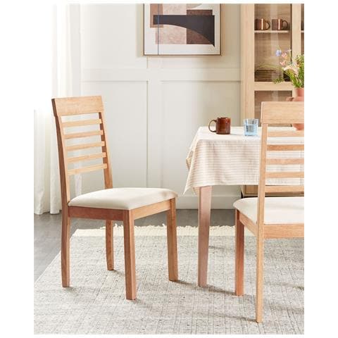 Set Di 2 Sedie Da Pranzo Legno Chiaro E Beige Chiaro Ortley - Foto 1