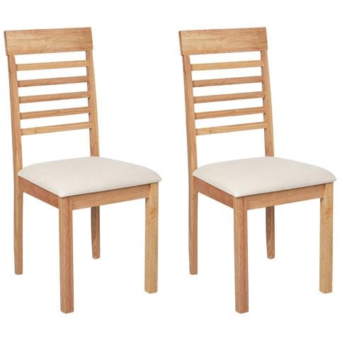 Set Di 2 Sedie Da Pranzo Legno Chiaro E Beige Chiaro Ortley - Foto 2