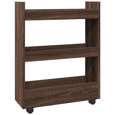 Carrello Stretto A 3 Livelli Rovere Marrone In Truciolato - Foto 2