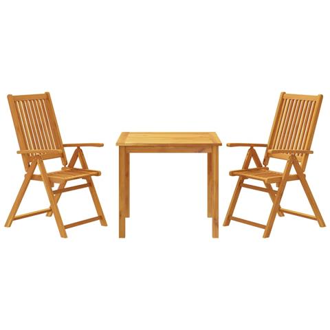 Set Da Pranzo Per Giardino 3 Pz In Legno Massello Di Acacia - Foto 2