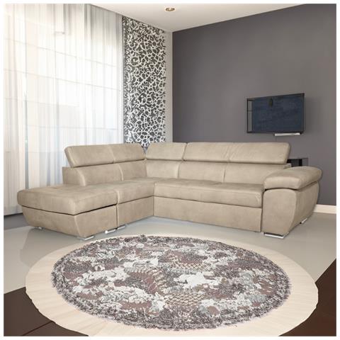 Divano Fiona Angolare Con Penisola Sinistra In Tessuto Barrel09 Cappuccino - Foto 1