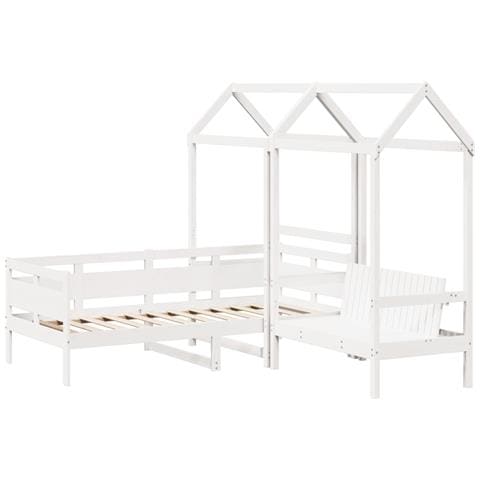 Set Dormeuse e Panca con Tetto Bianco 90x200cm Massello Pino - Foto 10