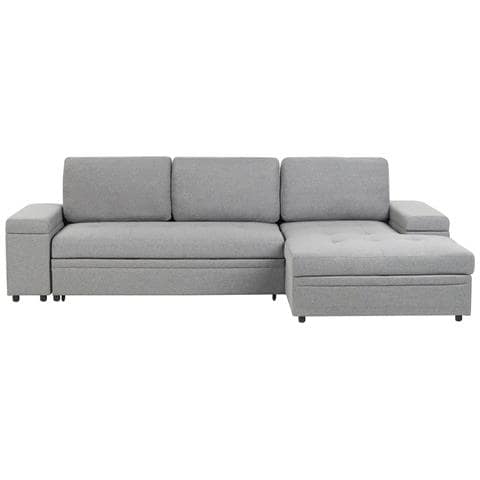 Divano Letto Angolare 3 Posti Hrisey Lino Sintetico Grigio Con Contenitore Lato Sinistro - Foto 2