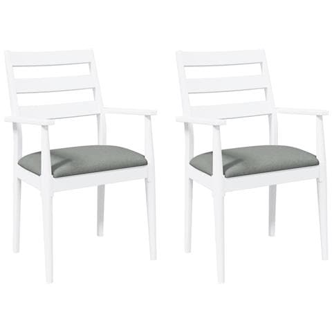 Sedie Da Pranzo Con Cuscini 2 Pz Bianco Legno Massello Di Hevea - Foto 1