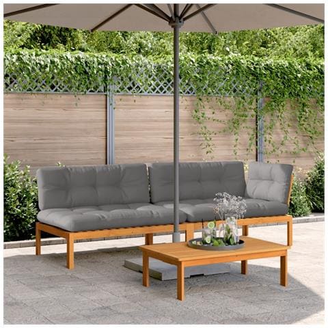 Set Divano Pallet Giardino 3pz Con Cuscini Massello Acacia - Foto 1
