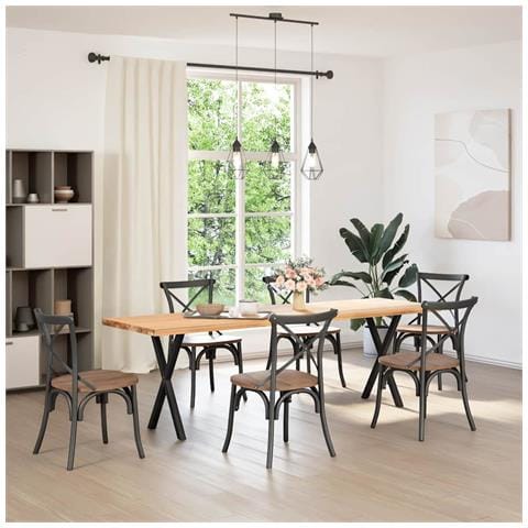 Gambe Tavolo Pranzo A Forma X 2 Pz Nero 57x(72-73) Cm Acciaio - Foto 2