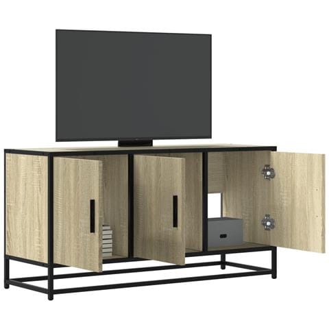 Mobile Tv Rovere Sonoma 100x35x50 Cm Legno Multistrato Metallo - Foto 1