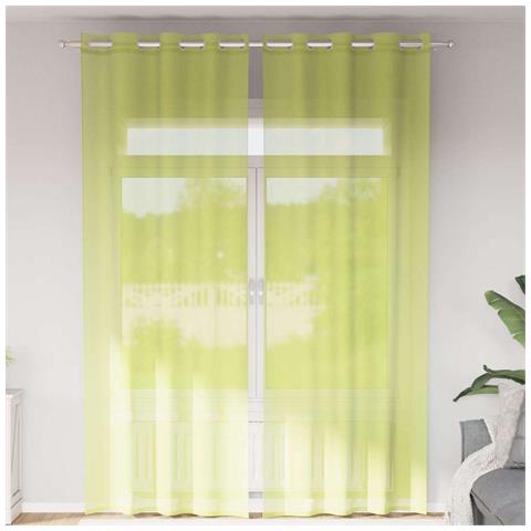 Tende In Voile Con Occhielli 2 Pz Verde Mela 140x260 Cm - Foto 1