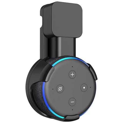 Porta Spina Per Amazon Echo Dot (gen 3) Con Cavo E Caricatore Nascosto 18x4x10 Cm. Colore Nero - Foto 1