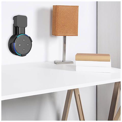 Porta Spina Per Amazon Echo Dot (gen 3) Con Cavo E Caricatore Nascosto 18x4x10 Cm. Colore Nero - Foto 2