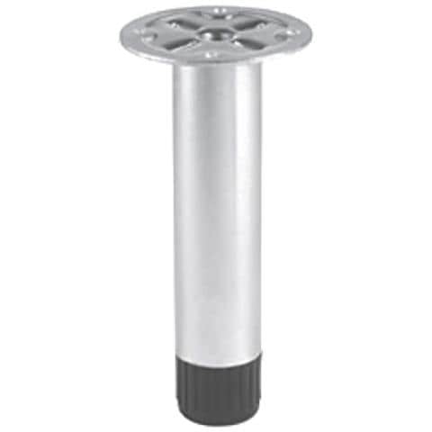 Piede Tondo Per Mobili Regolabile Ø28mmxh.100mm - In Acciaio Con Finitura Zincata - Con Gommino - Senza Viti - Foto 1