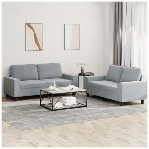 Set Di Divani 2 Pz Grigio Chiaro In Tessuto - Foto 7