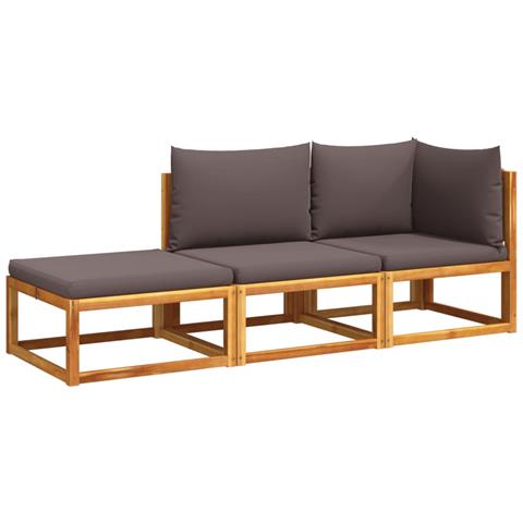 Lusso Casadino -  Set Di Divani Da Giardino 3 Pezzi Con Cuscini In Legno Di Acacia E Corda - Foto 1