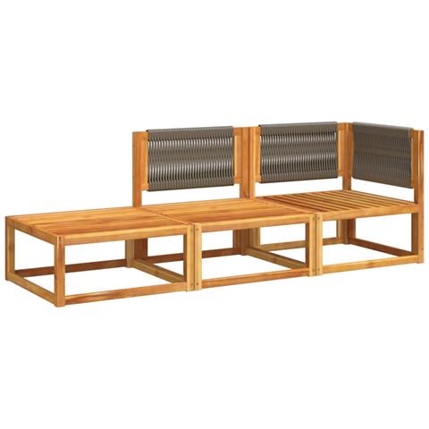 Lusso Casadino -  Set Di Divani Da Giardino 3 Pezzi Con Cuscini In Legno Di Acacia E Corda - Foto 2