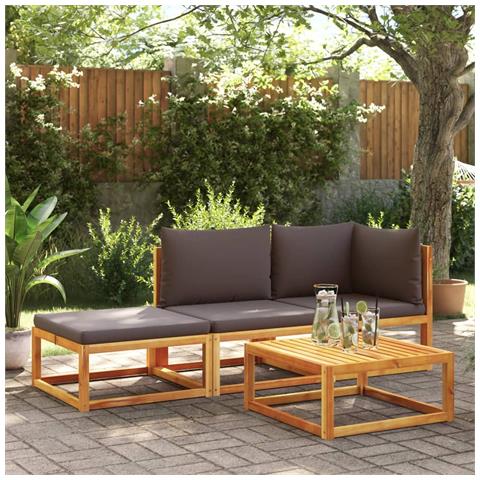 Lusso Casadino -  Set Di Divani Da Giardino 3 Pezzi Con Cuscini In Legno Di Acacia E Corda - Foto 8