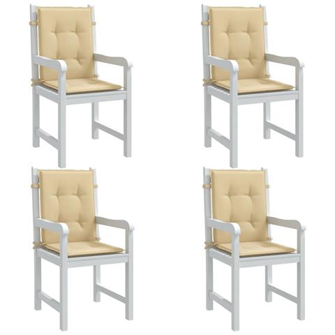 Cuscini Sedia Schiena Bassa 4 Pz Beige Mélange 100x50x4 Tessuto - Foto 8
