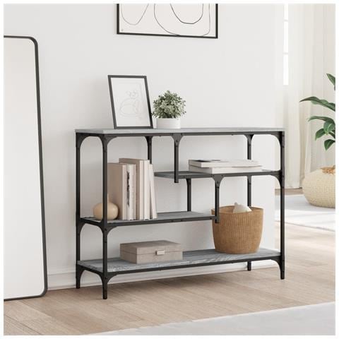 Tavolino Consolle Grigio Sonoma 100x30x75 Cm Legno Multistrato - Foto 2