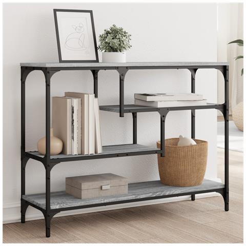 Tavolino Consolle Grigio Sonoma 100x30x75 Cm Legno Multistrato - Foto 8