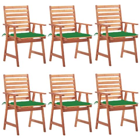 Sedie Da Pranzo Da Esterni Con Cuscini 6 Pz Massello Di Acacia - Foto 2