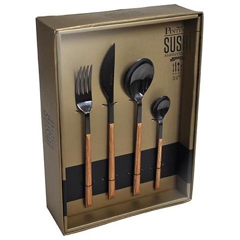 Sushi Anniversary Black&Wenge set 24 posate da tavola in acciaio Made in Italy - Foto 3