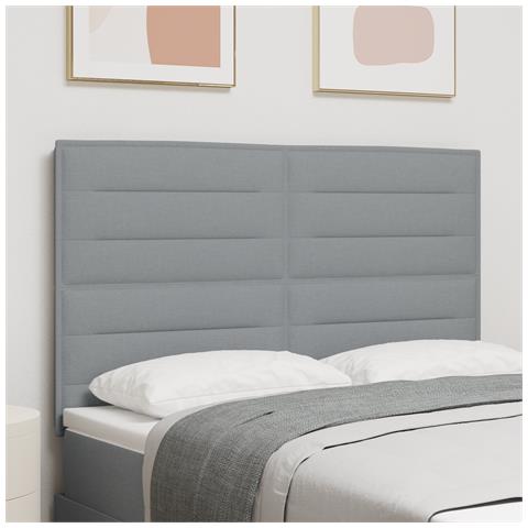 Testiera Design Lines Grigio Chiaro 160 cm in Tessuto - Foto 2