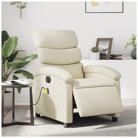 Poltrona Massaggiante Elettrica Reclinabile Crema Similpelle - Foto 2