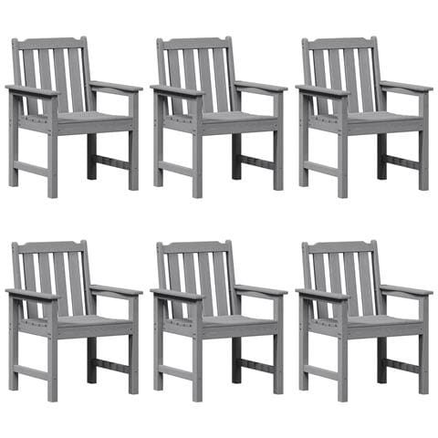 Sedie da Pranzo da Giardino  6 pz Grigio Chiaro 65.5x55.5x88 cm HDPE, Sedie da Pranzo da Giardino  2 pz Grigio Chiaro HDPE - Foto 1