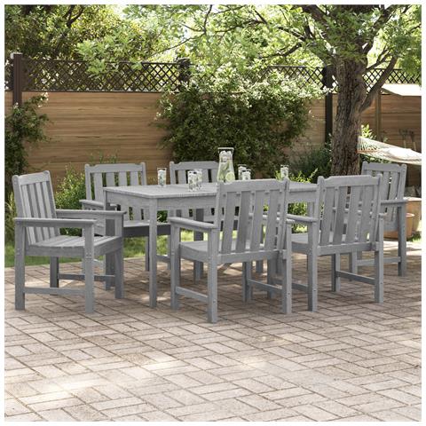 Sedie da Pranzo da Giardino  6 pz Grigio Chiaro 65.5x55.5x88 cm HDPE, Sedie da Pranzo da Giardino  2 pz Grigio Chiaro HDPE - Foto 2