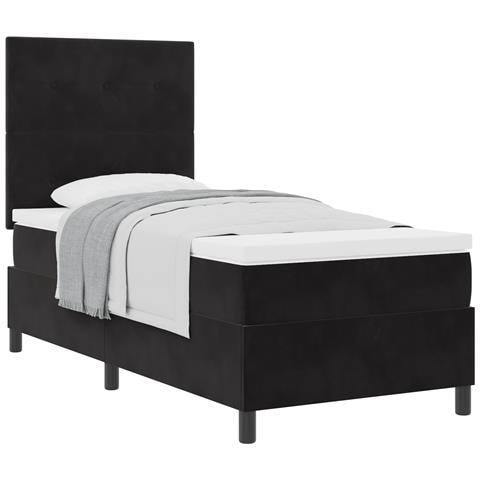 Letto con Rete A Molle e Materasso Nero 80x200 cm Velluto - Foto 1