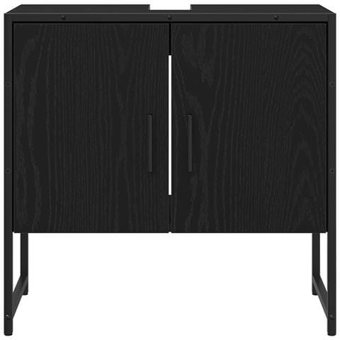 Set di mobile da bagno a 3 pezzi in legno ingegnerizzato effetto rovere nero - Foto 9