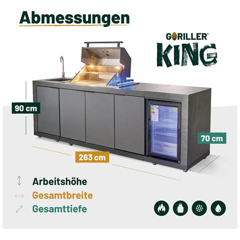Cucina Da Esterno ® King, Barbecue A Gas Con Frigorifero E Lavello - Foto 2