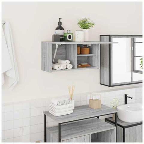 Armadietto Bagno Grigio Sonoma 60x25x30 cm in Legno Multistrato - Foto 2